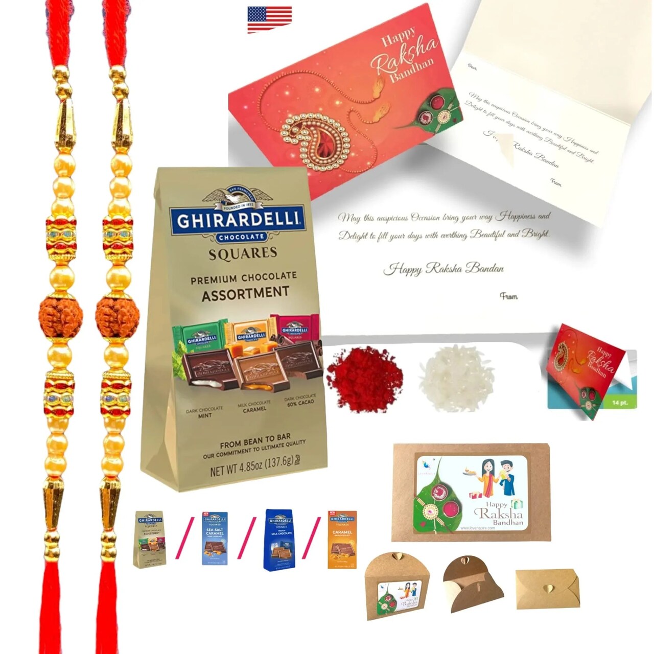 Rakhi for Brother Rudraksh Rakhi Raksha Bandhan Gifts Traditional Ferro-Roher/Ghirdalli/Kitket Rakhi Gift Hamper Bracelet for Brother Sister Bhabhi - Perfect for Celebration